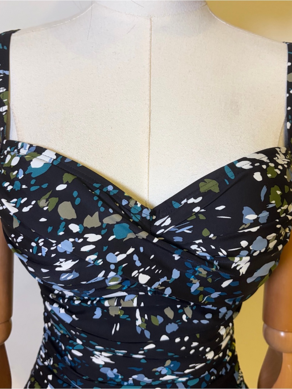 Emerald Bay Navy Blue Floral Ruched Swimdress 12 - Picture 3 of 10